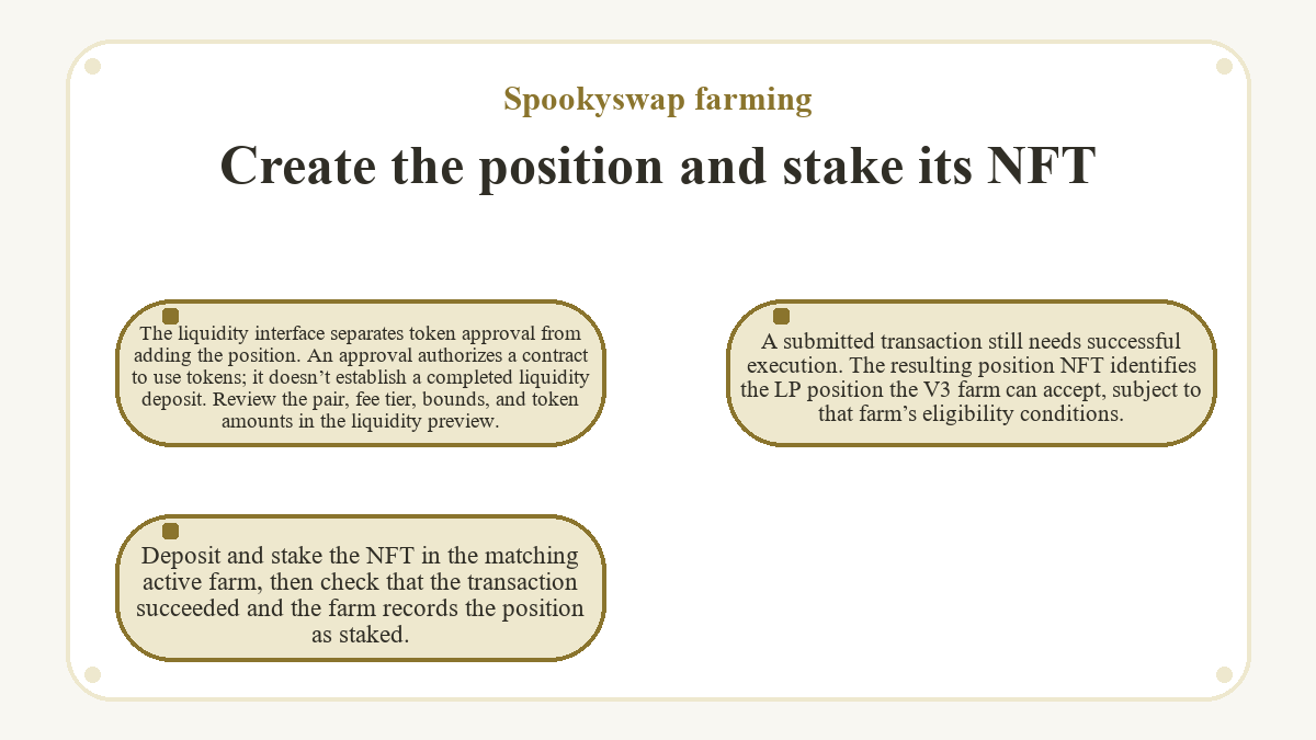 Illustration: Spookyswap farming - Create the position and stake its NFT
